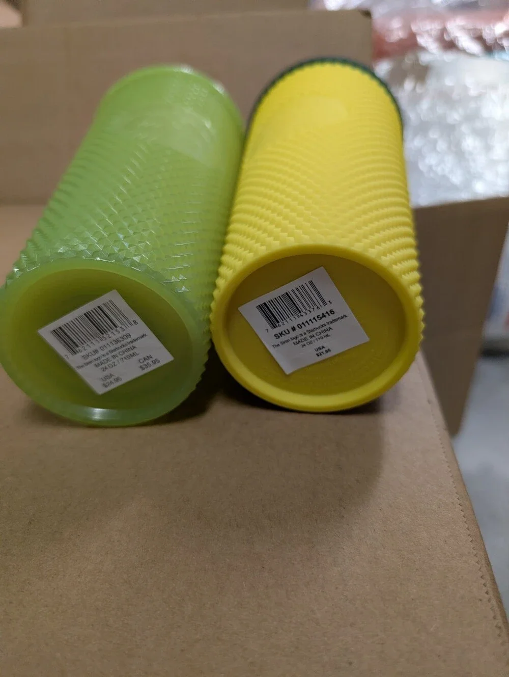 Starbucks Lime and Yellow Studded Reusable Tumblers with Straws